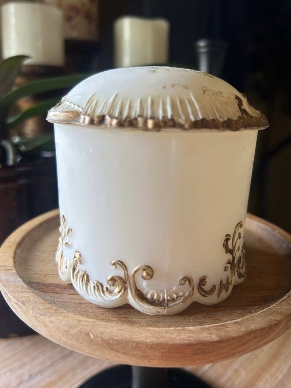 Antique Dithridge Hand Painted Floral Milk Glass Trinket Jar - Picture 3 of 13